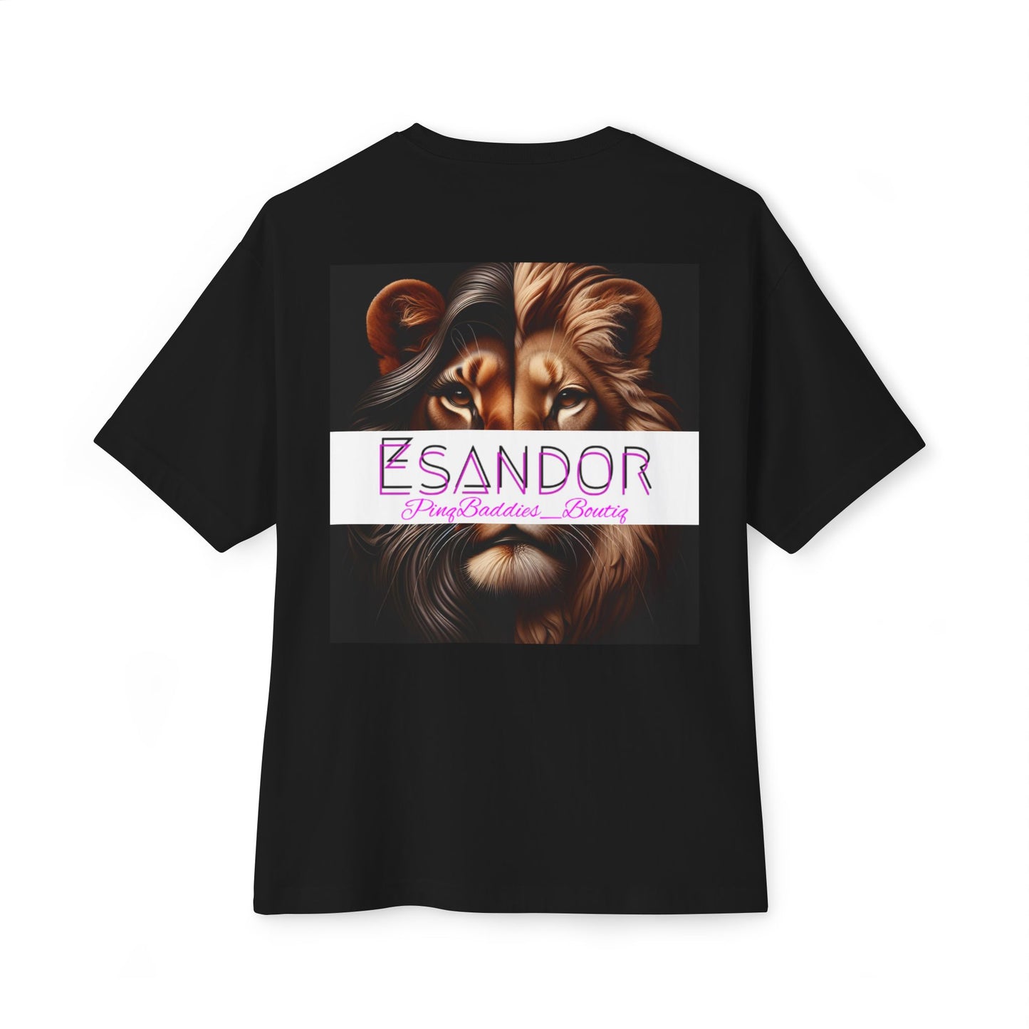 Esandor Unisex Oversized Boxy Tee - Bold Lion Design for Nature Lovers