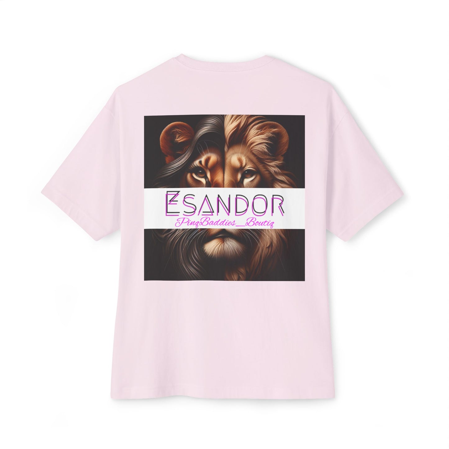 Esandor Unisex Oversized Boxy Tee - Bold Lion Design for Nature Lovers