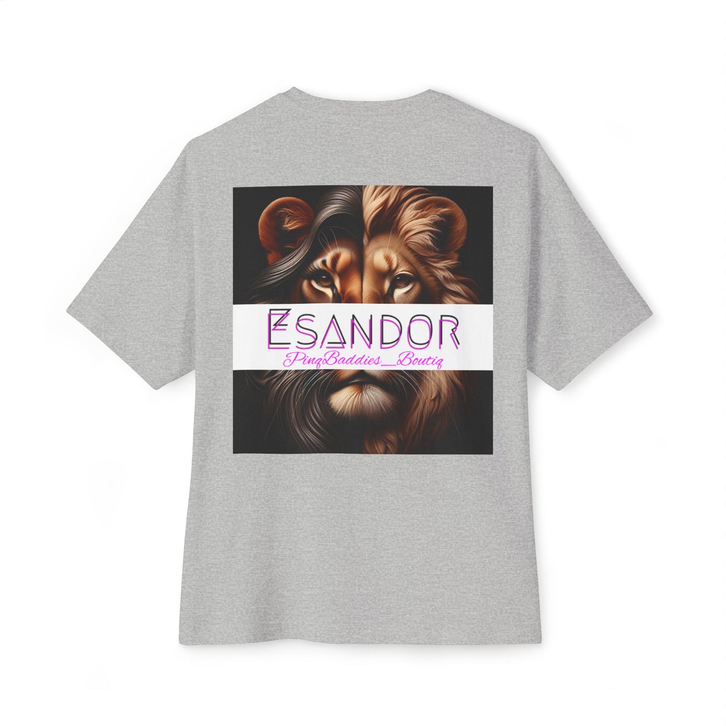 Esandor Unisex Oversized Boxy Tee - Bold Lion Design for Nature Lovers