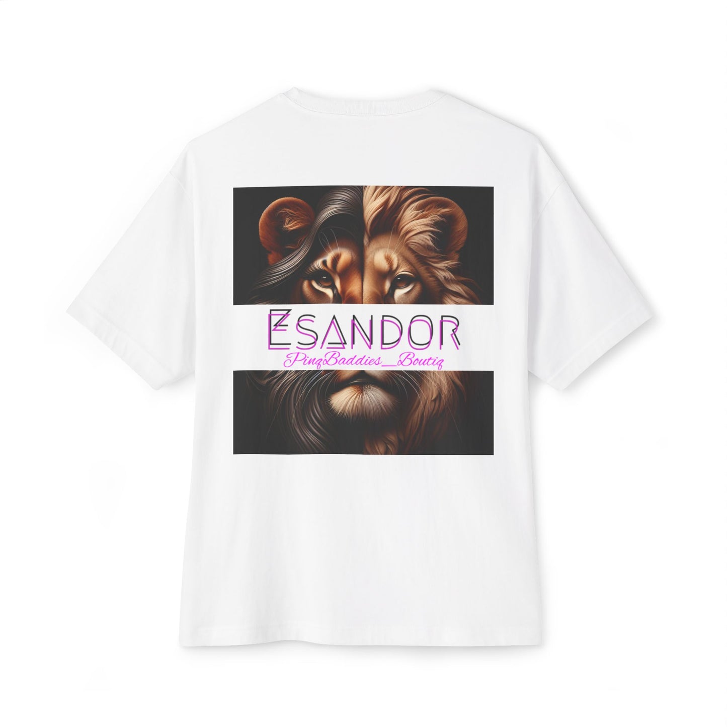 Esandor Unisex Oversized Boxy Tee - Bold Lion Design for Nature Lovers