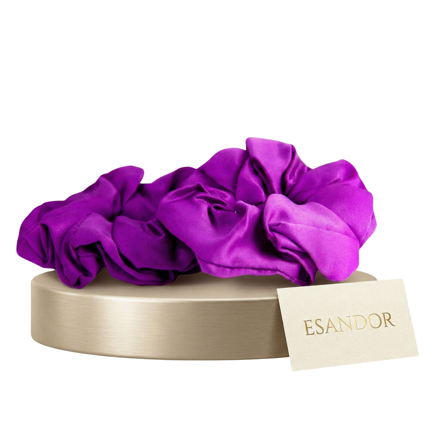 ESANDOR Signature Satin Scrunchie - Anti-Breakage Hair Tie - Royal Purple