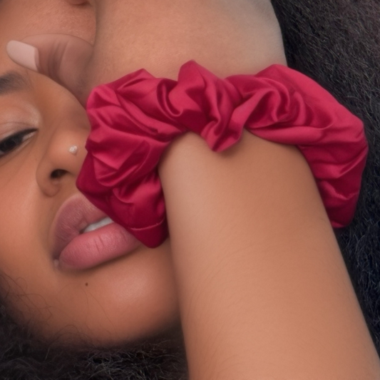 Red Wine Satin Silk Scrunchie