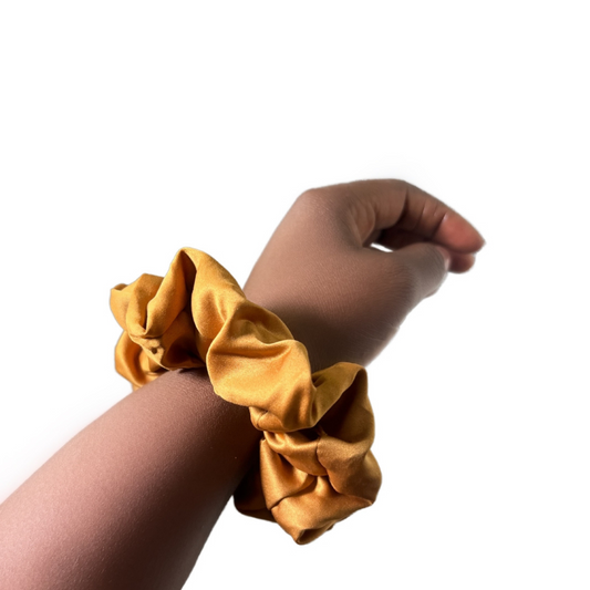 Golden Brown Satin Silk Scrunchie