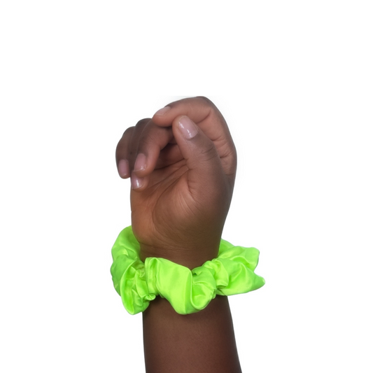 Neon Green Satin Silk Scrunchie