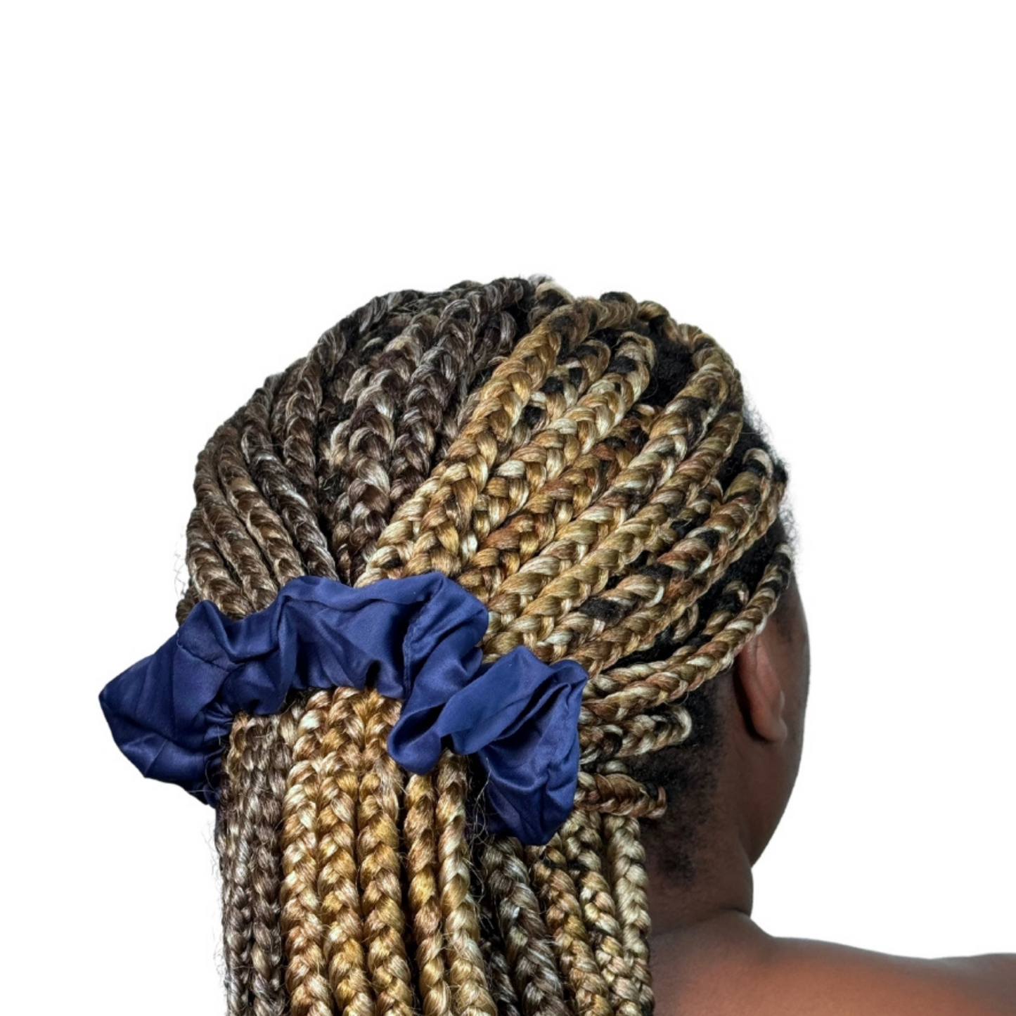 Navy Grey Satin Silk Scrunchie Set of 3
