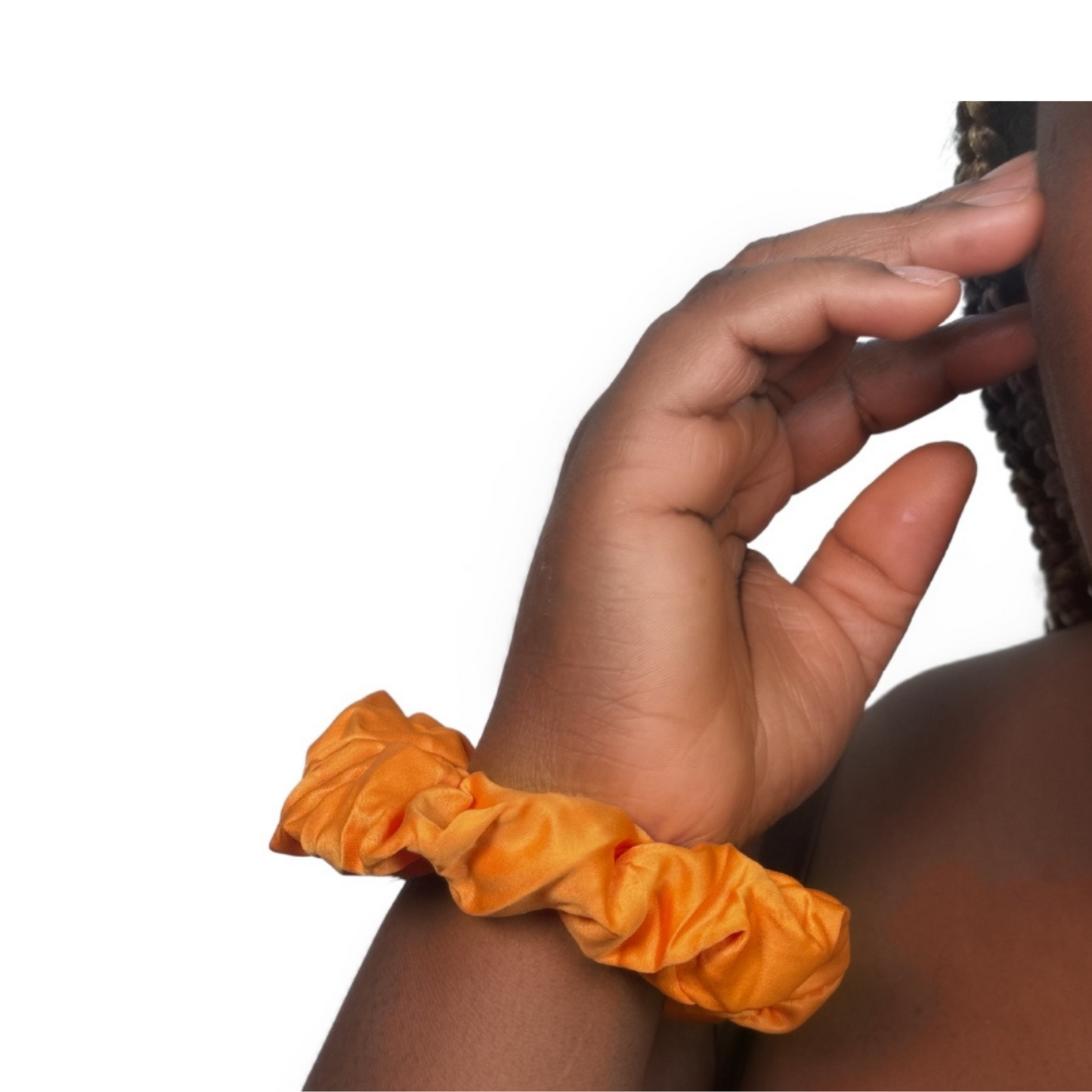 Orange Satin Silk Scrunchie