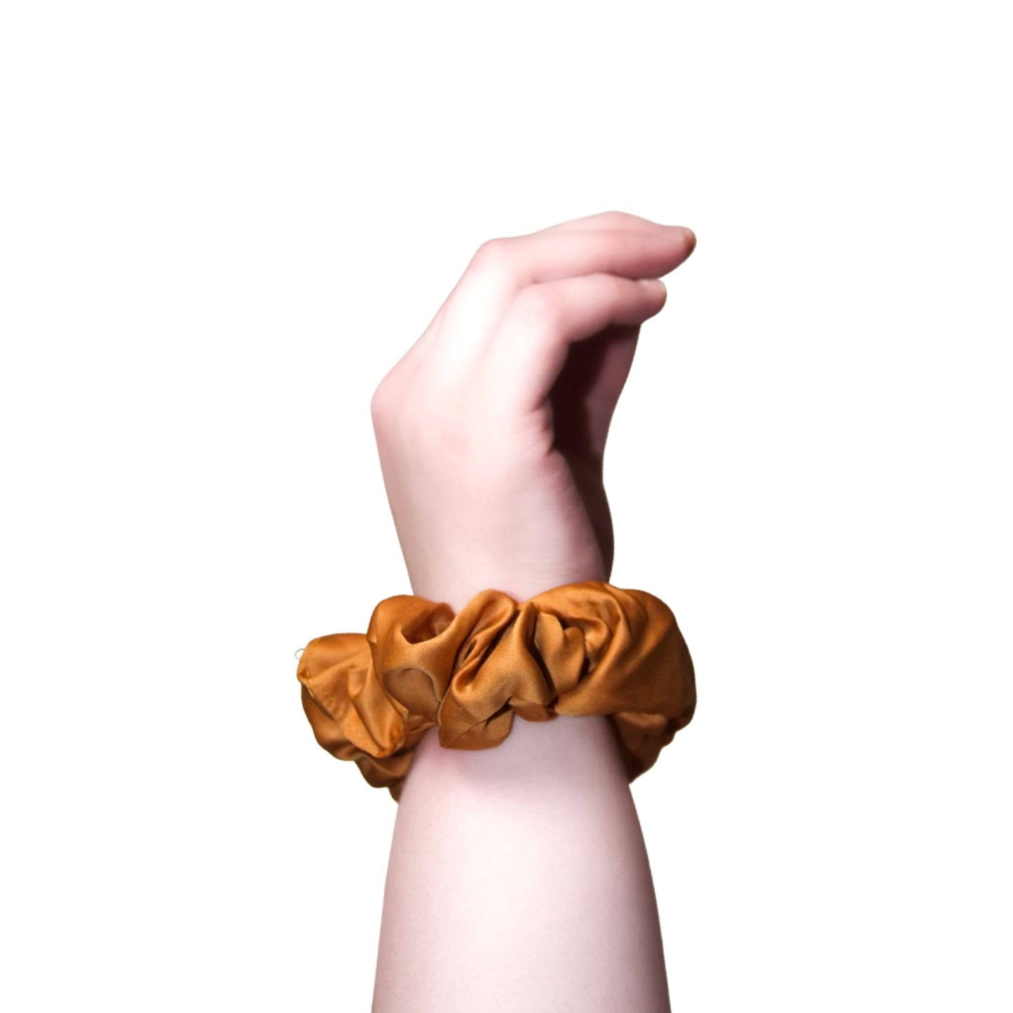 Golden Brown Satin Silk Scrunchie