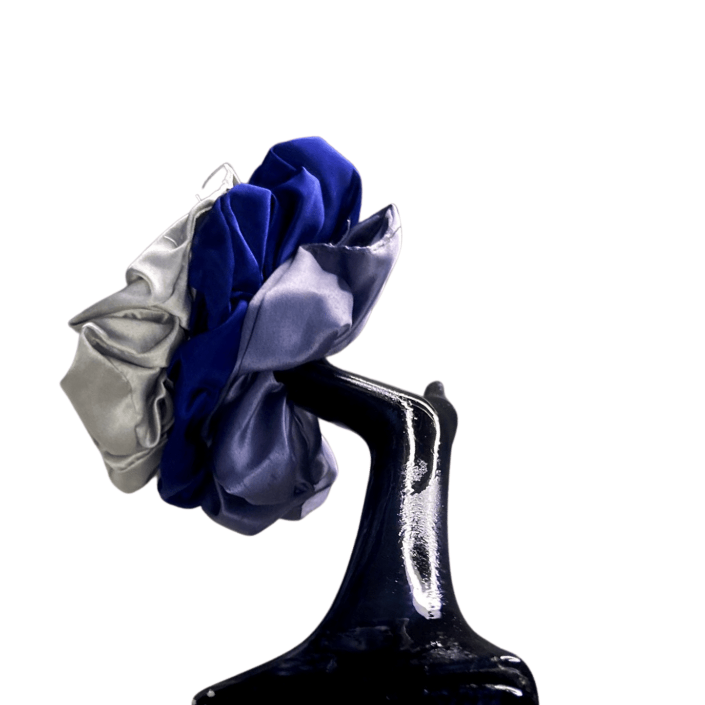 Navy Grey Satin Silk Scrunchie Set of 3