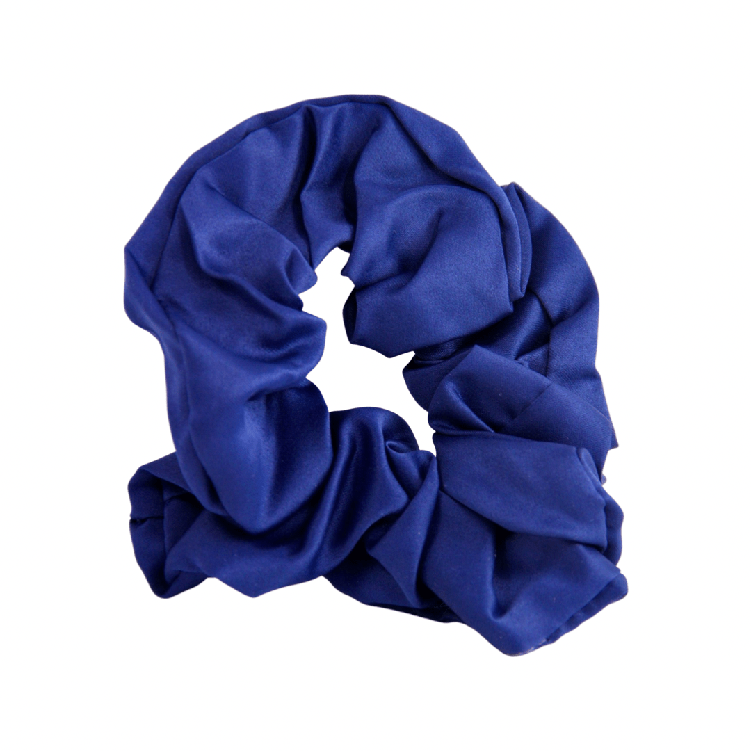 Navy Satin Silk Scrunchie