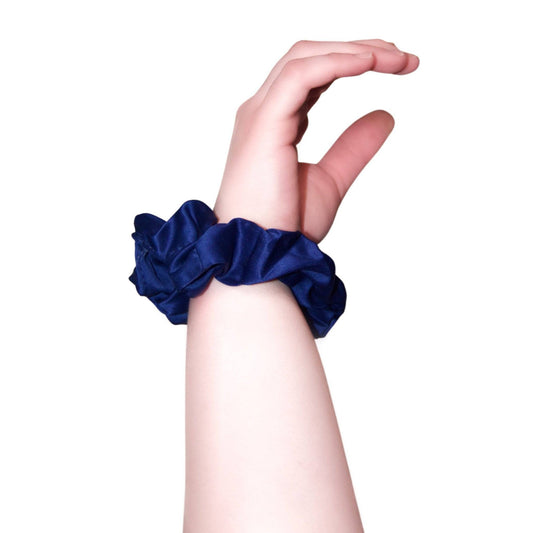 Navy Satin Silk Scrunchie