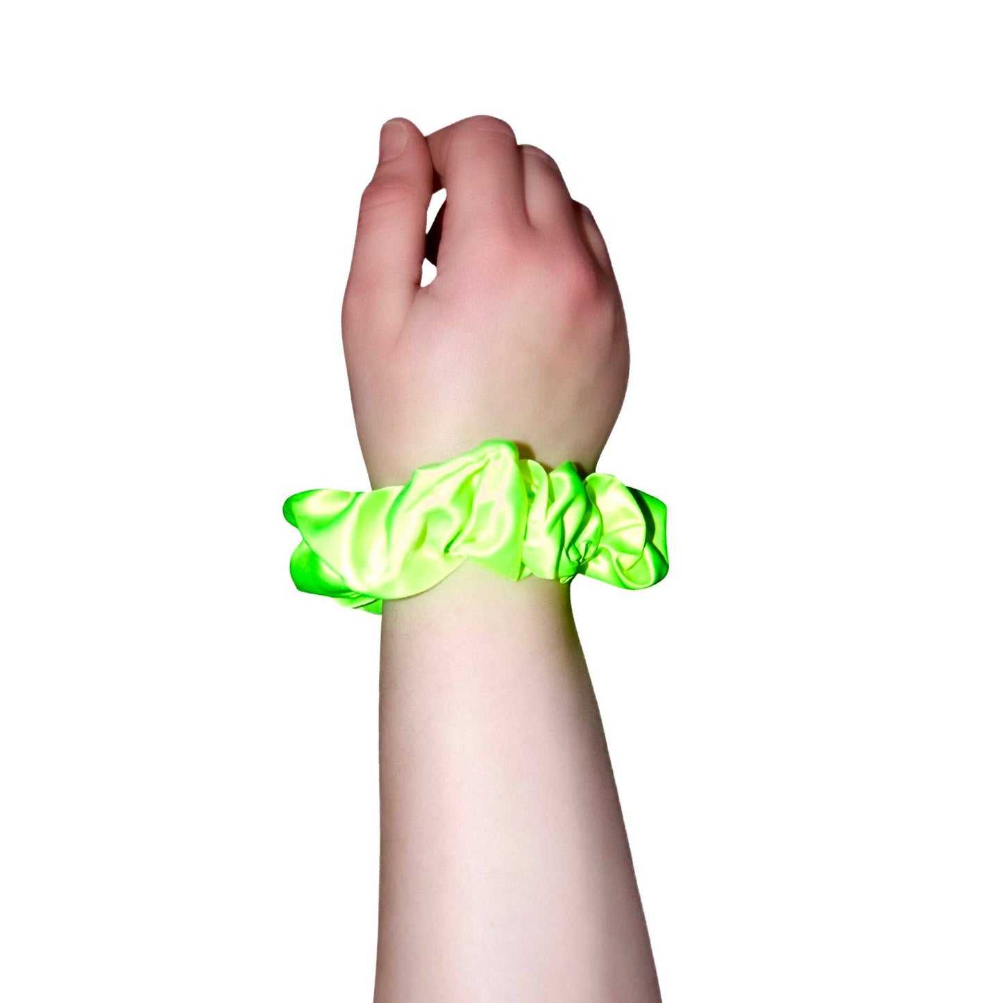 Neon Green Satin Silk Scrunchie