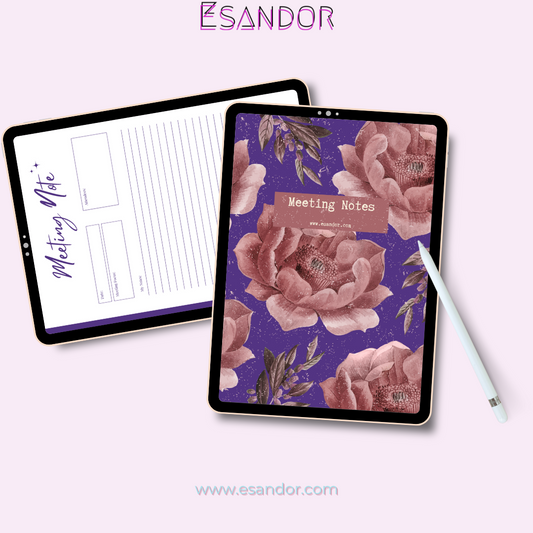 Purple Floral Meeting Notebook