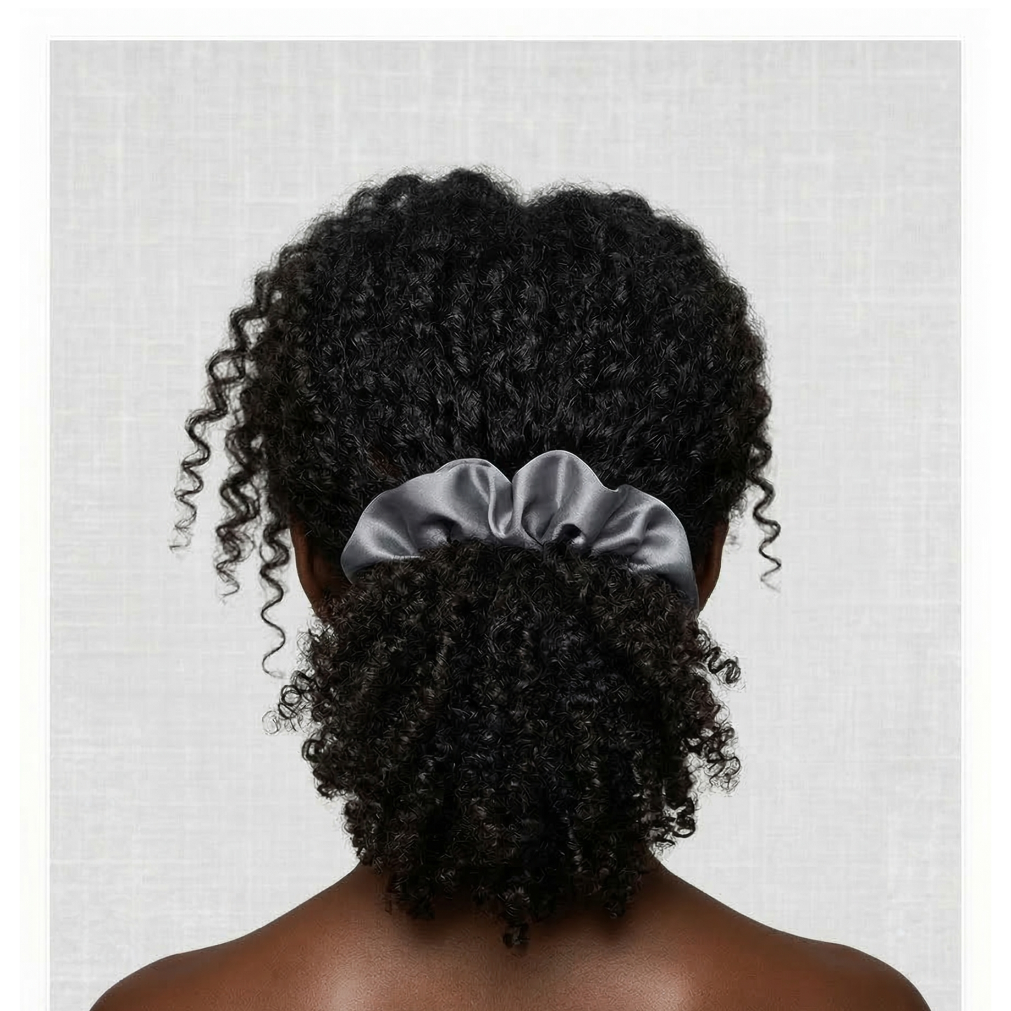 ESANDOR Premium Slate Grey Satin Scrunchie - Anti-Frizz Hair Tie