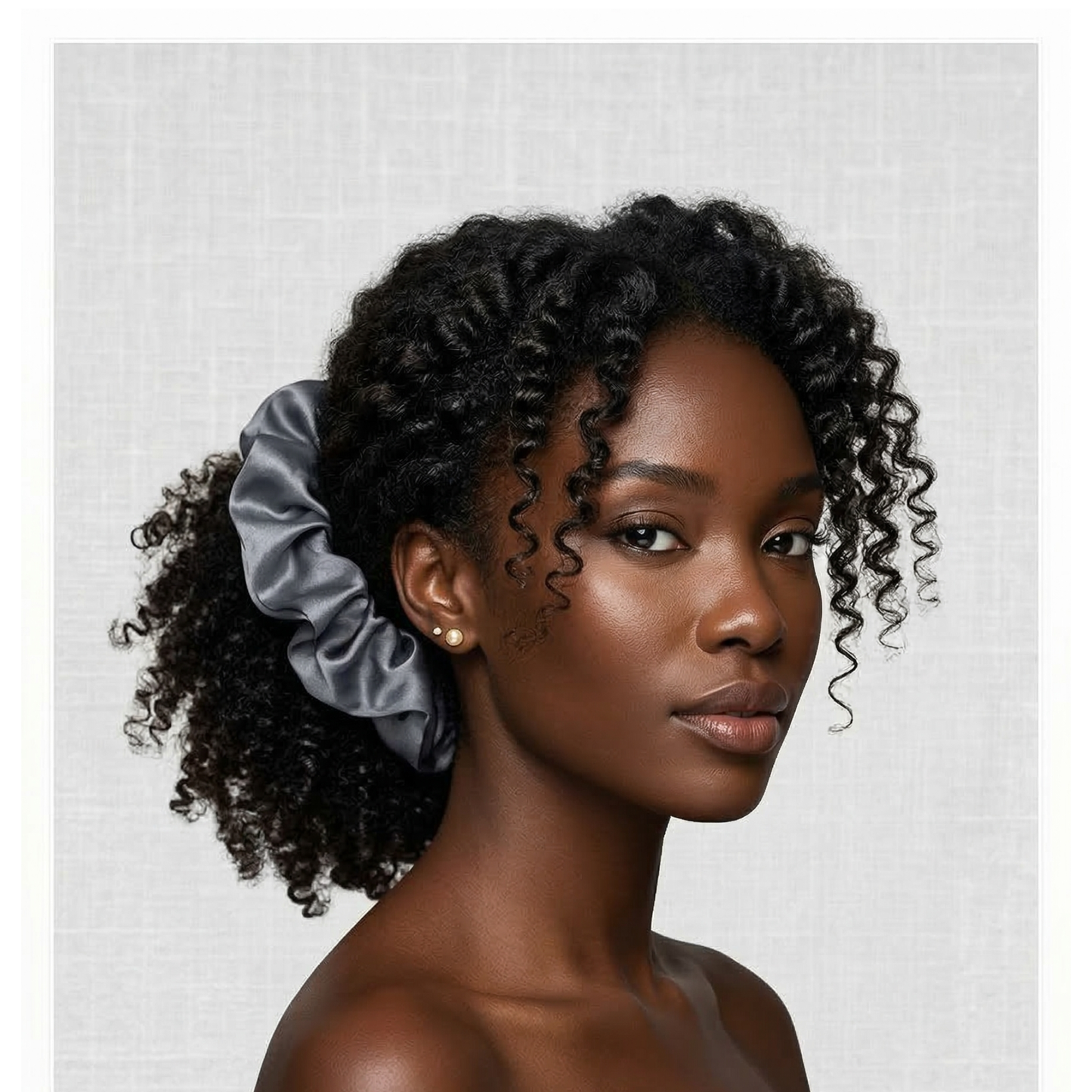 ESANDOR Premium Slate Grey Satin Scrunchie - Anti-Frizz Hair Tie