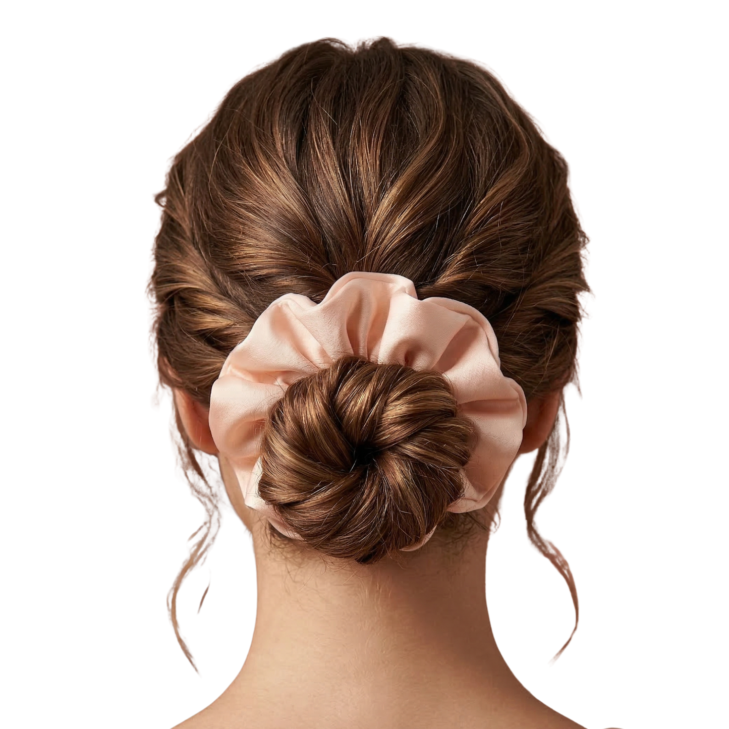 Lux Rose Satin Charmeuse Hair Scrunchie (Crease-Free) | ESANDOR