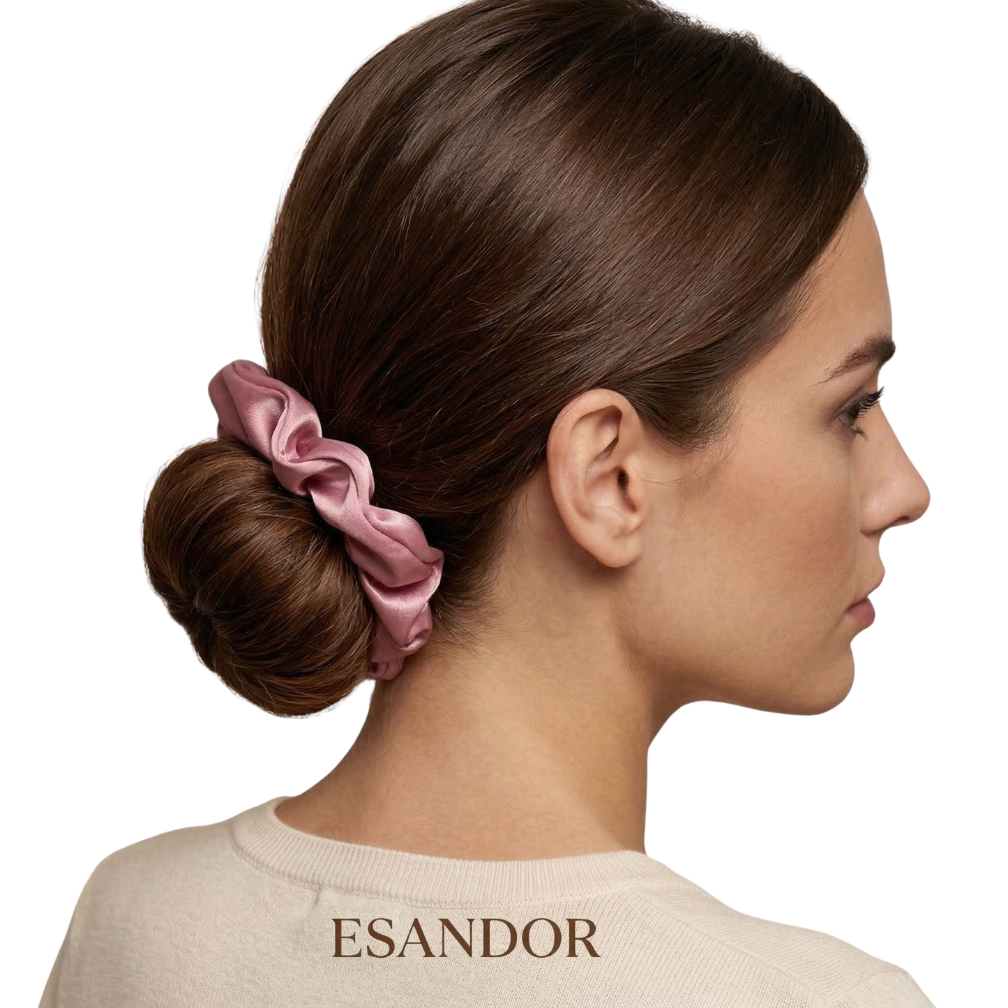 ESANDOR Satin Scrunchie - Rose Gold | Anti-Frizz & No-Crease Hair Tie