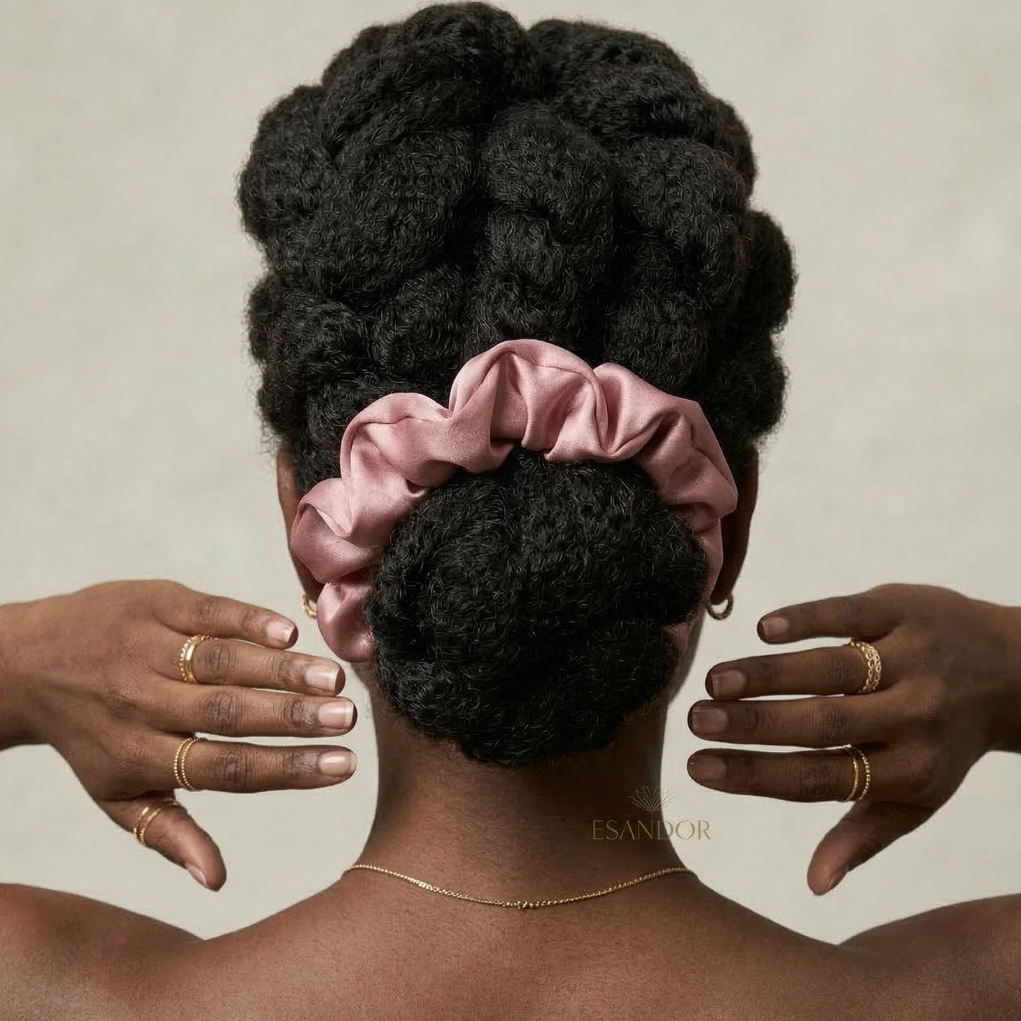 ESANDOR Satin Scrunchie - Rose Gold | Anti-Frizz & No-Crease Hair Tie