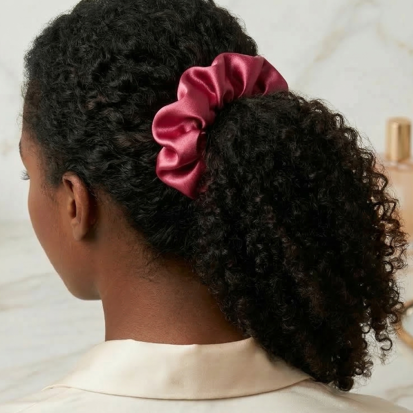 Raspberry Pink Esandor Satin Scrunchie | No-Breakage Hair Tie