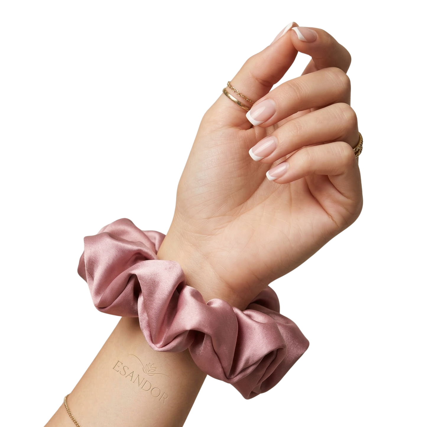 ESANDOR Satin Scrunchie - Rose Gold | Anti-Frizz & No-Crease Hair Tie