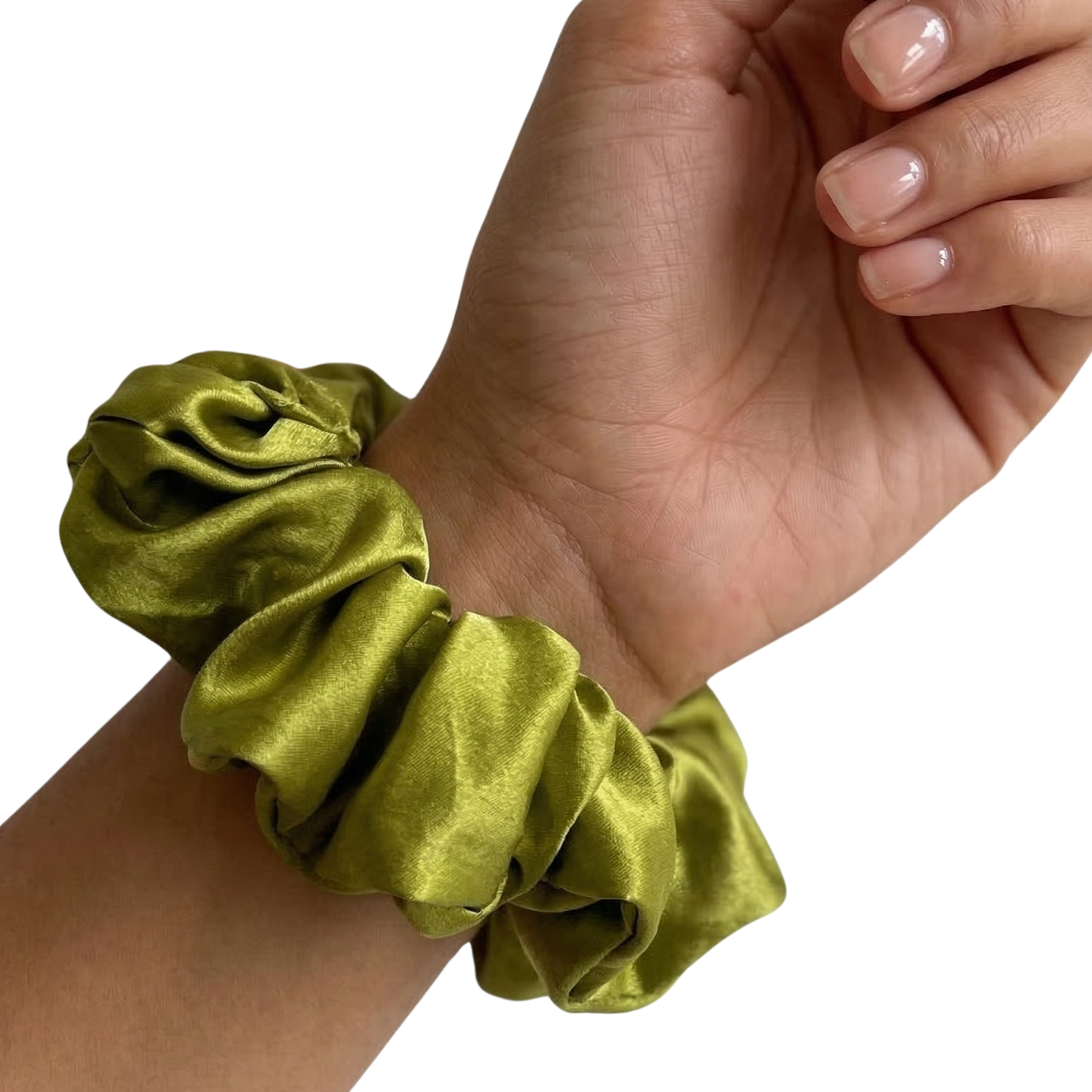 Chartreuse Green Satin Scrunchie | Healthy Hair Tie | ESANDOR