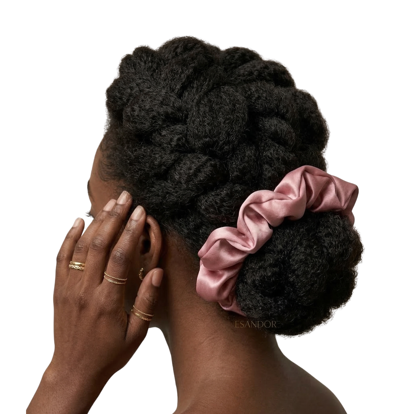 ESANDOR Satin Scrunchie - Rose Gold | Anti-Frizz & No-Crease Hair Tie