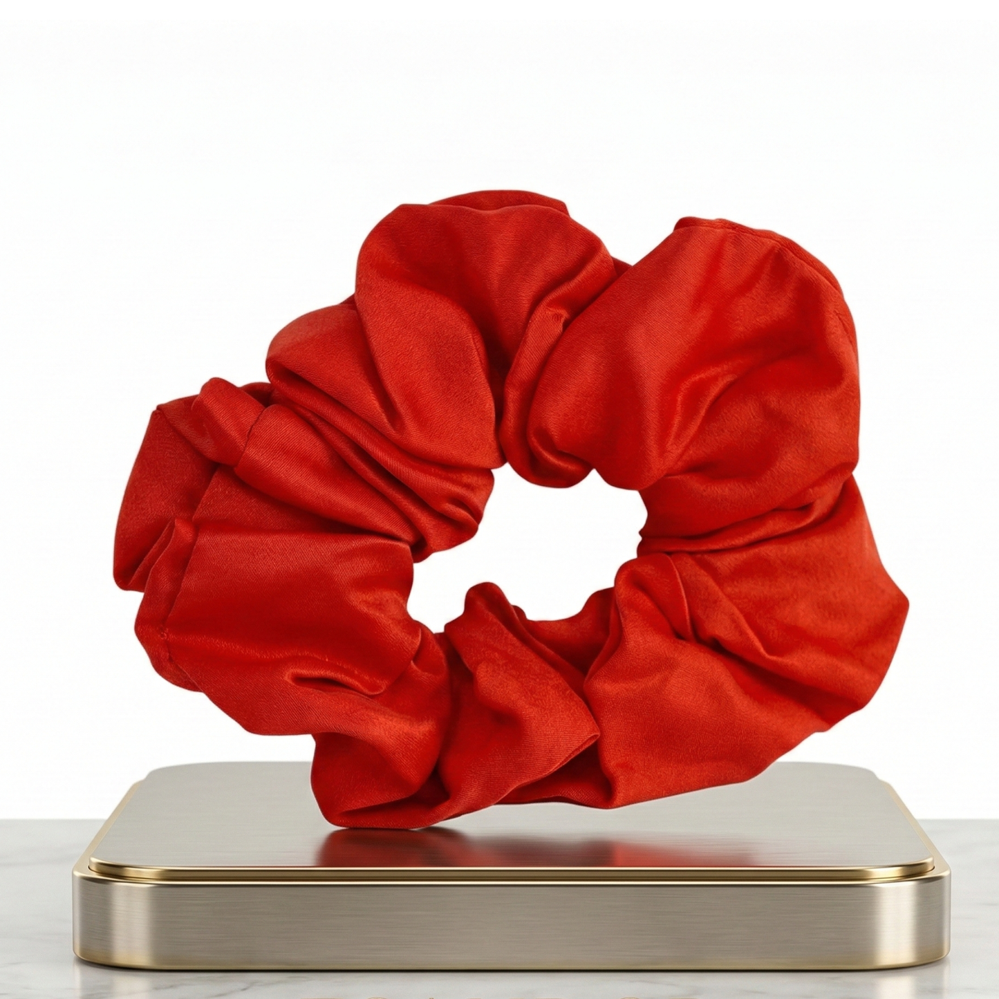 Esandor Premium Red Satin Luxury Hair Scrunchie