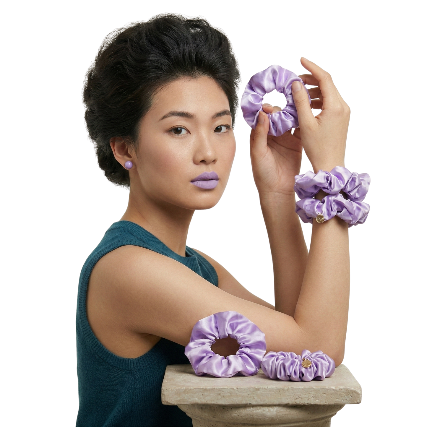 Premium ESANDOR Satin Hair Scrunchie – Gentle, Anti-Breakage Ponytail Holder – Lavender Purple