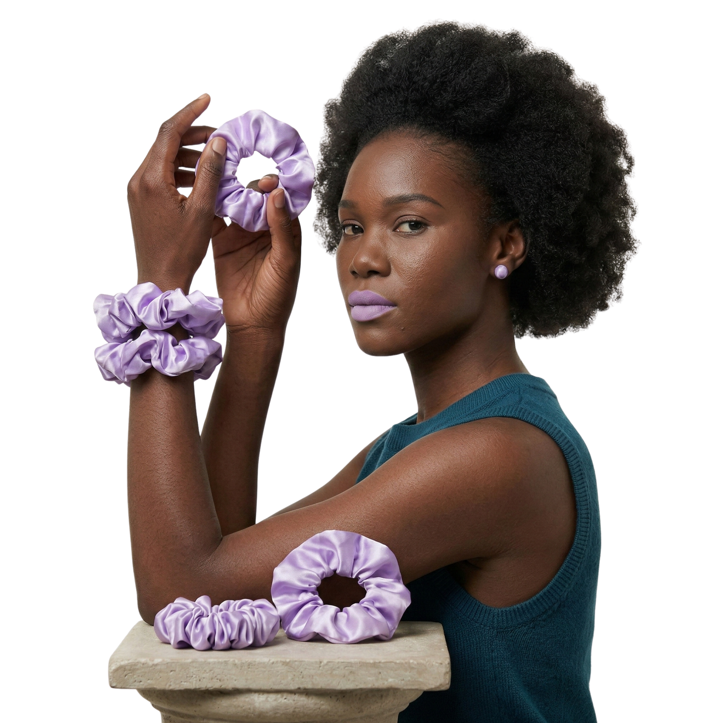 Premium ESANDOR Satin Hair Scrunchie – Gentle, Anti-Breakage Ponytail Holder – Lavender Purple