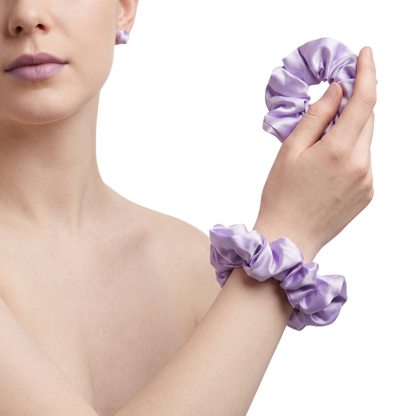 Premium ESANDOR Satin Hair Scrunchie – Gentle, Anti-Breakage Ponytail Holder – Lavender Purple