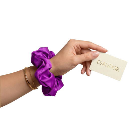 ESANDOR Signature Satin Scrunchie - Anti-Breakage Hair Tie - Royal Purple