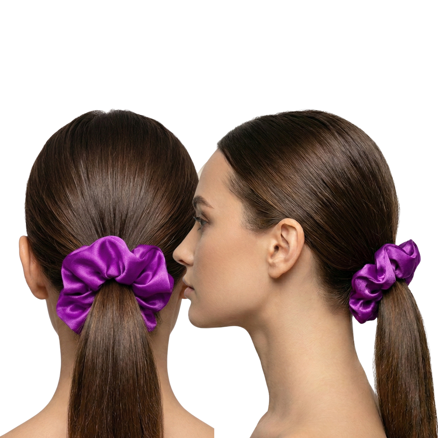 ESANDOR Signature Satin Scrunchie - Anti-Breakage Hair Tie - Royal Purple
