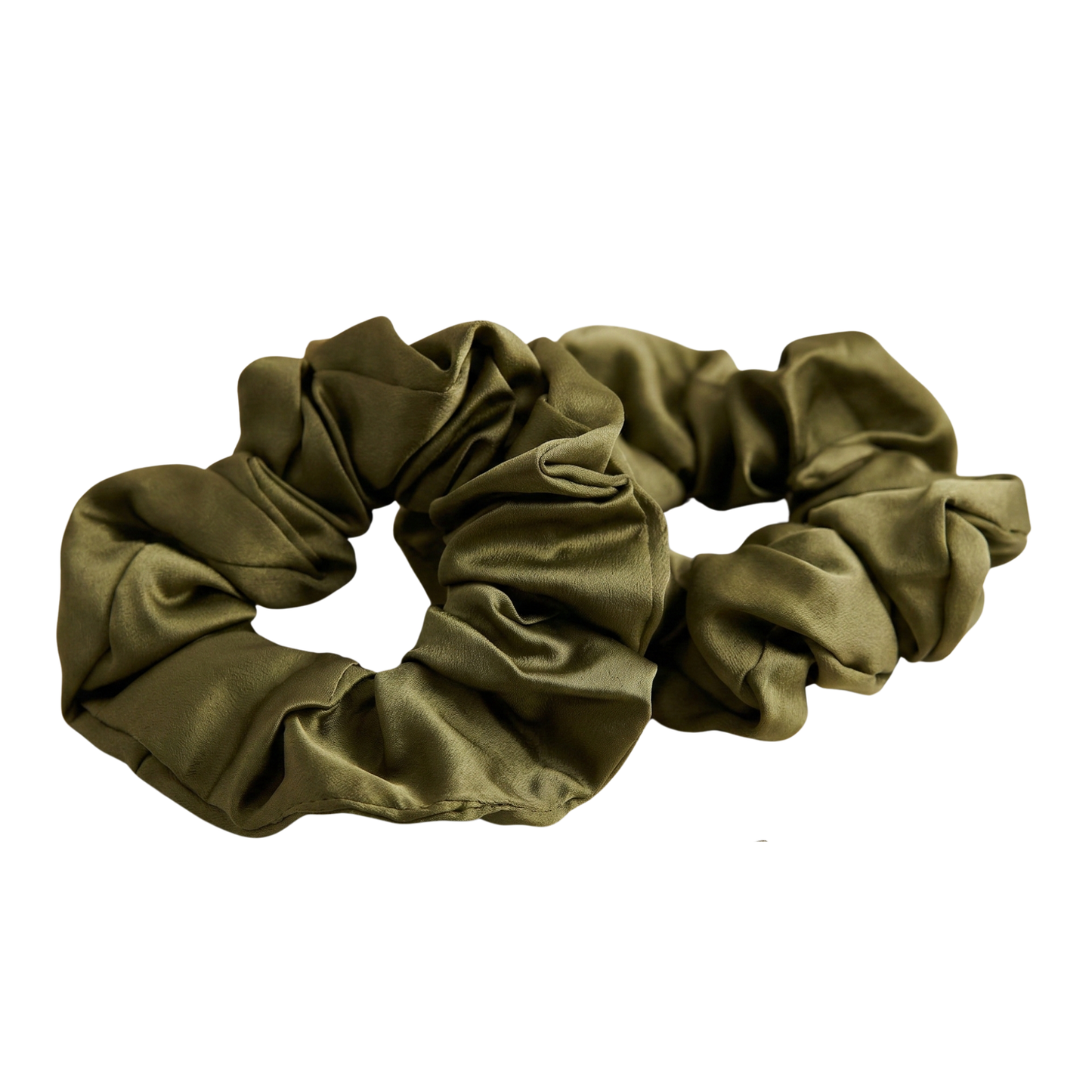 Olive Green Premium Satin Scrunchie | Hair Care by ESANDOR