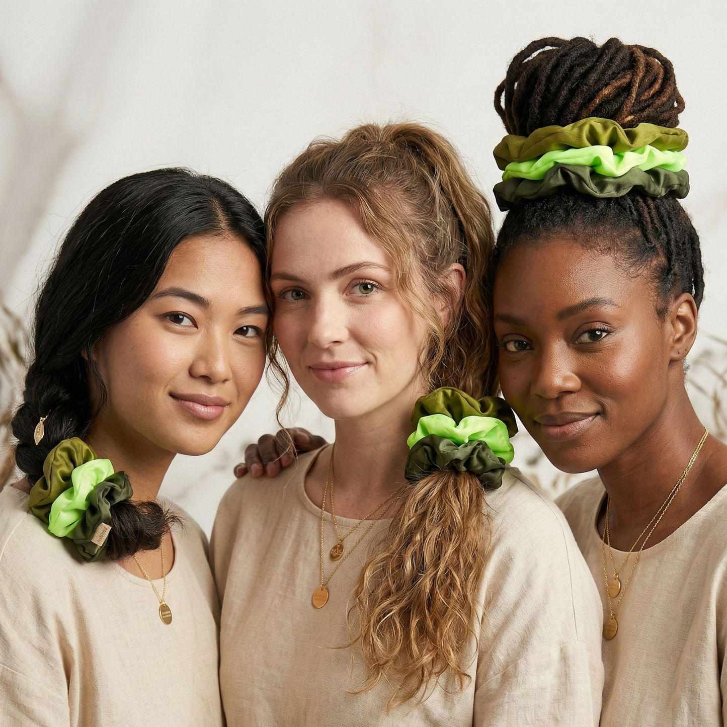 Elevate Your Everyday: The Fever Green Satin Scrunchie Set