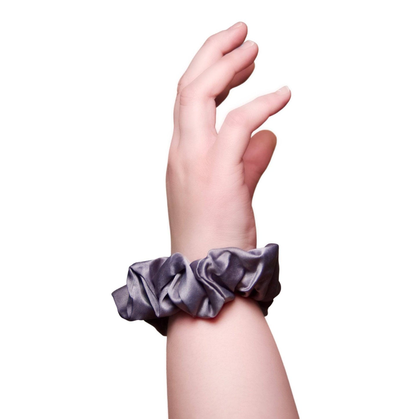 Grey Satin Silk Scrunchie